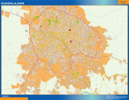 Guadalajara Mapa Imantado Enmarcado