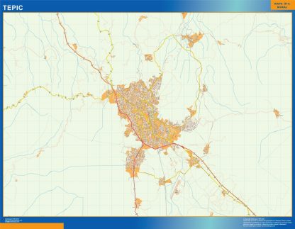 Tepic Mapa Imantado Enmarcado