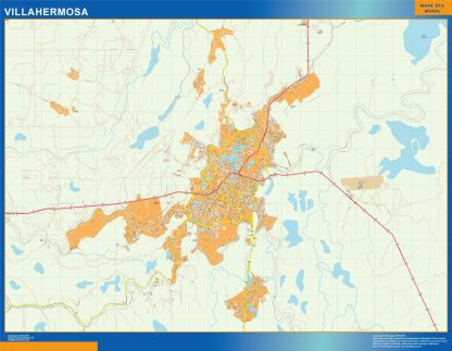 Villahermosa Mapa Imantado Enmarcado